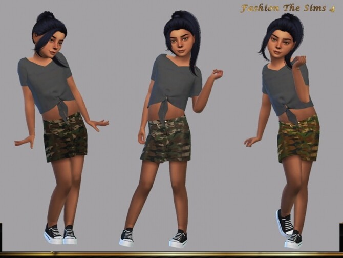 Sims 4 Camouflage Skirt Tiana by LYLLYAN at TSR