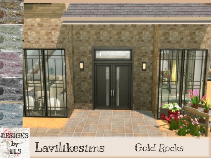 Sims 4 Gold Rocks wall by lavilikesims at TSR