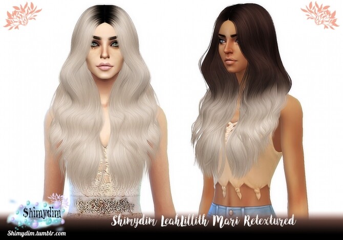 Sims 4 LeahLillith Mari Hair Retexture Ombre DarkRoots Naturals Unnaturals at Shimydim Sims
