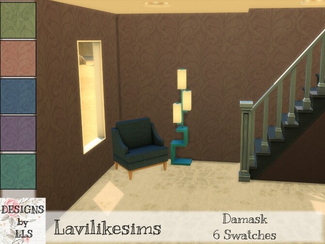 Sims 4 Damask moody wallpaper by lavilikesims at TSR