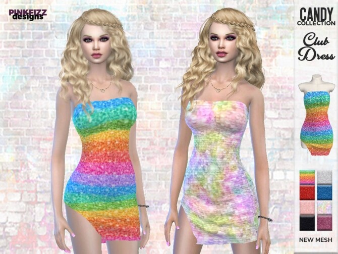 Sims 4 Candy Club Dress PF116 by Pinkfizzzzz at TSR
