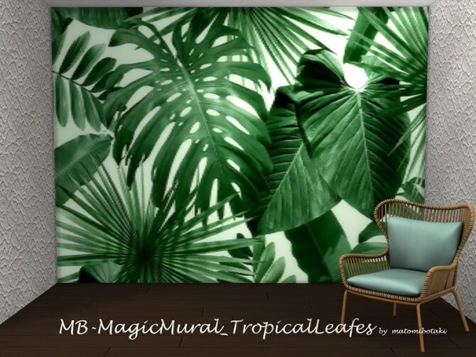 Sims 4 Magic Mural Tropical Leafes Wall Mural by matomibotaki at TSR