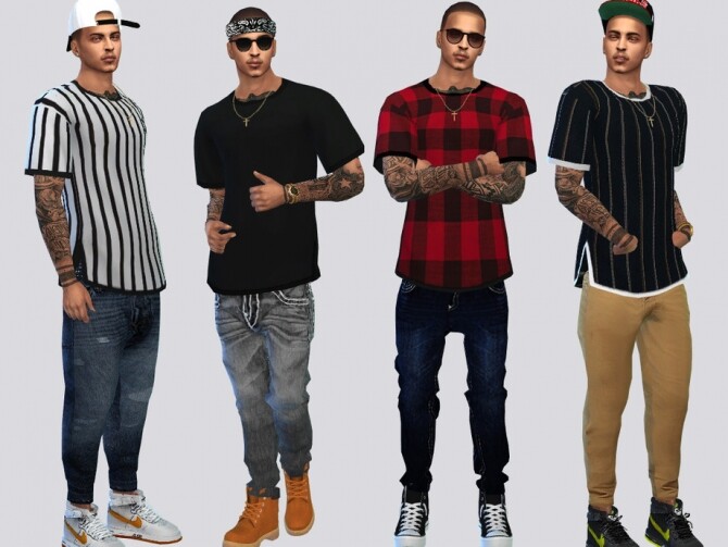 X Side Slit Tee Shirt by McLayneSims at TSR » Sims 4 Updates