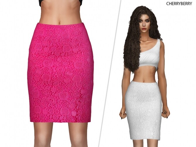 Sims 4 Lace Pencil Skirt by CherryBerrySim at TSR