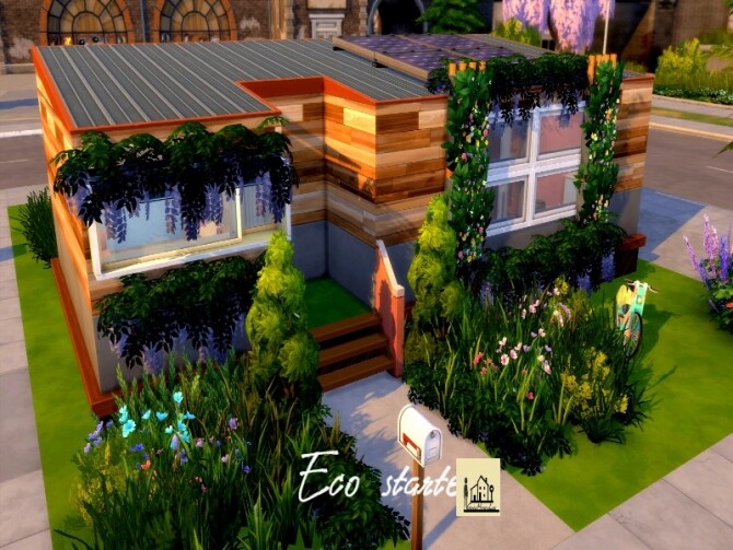 Sims 4 Eco starter home by GenkaiHaretsu at TSR