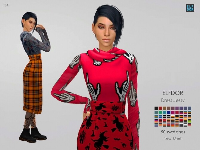 Sims 4 Dress Jessy by Elfdor at TSR