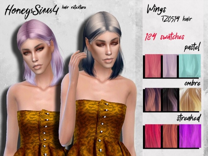 Sims 4 Female hair retexture Wings TZ0514 by HoneysSims4 at TSR