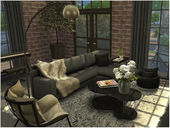 Sims 4 Black Industrial House by lotsbymanal at TSR