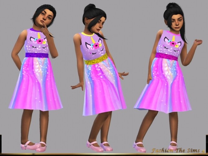 Sims 4 Unicorn child dress by LYLLYAN at TSR