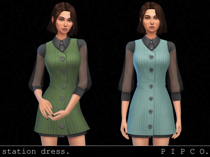 Sims 4 Station dress by pipco at TSR
