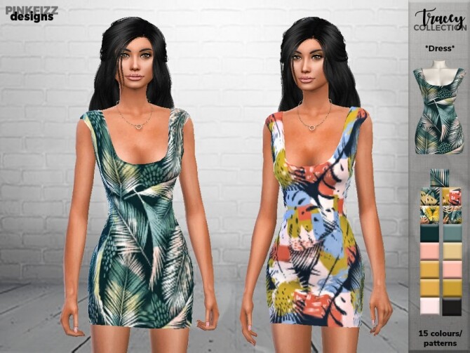 Sims 4 Tracey Dress PF104 by Pinkfizzzzz at TSR