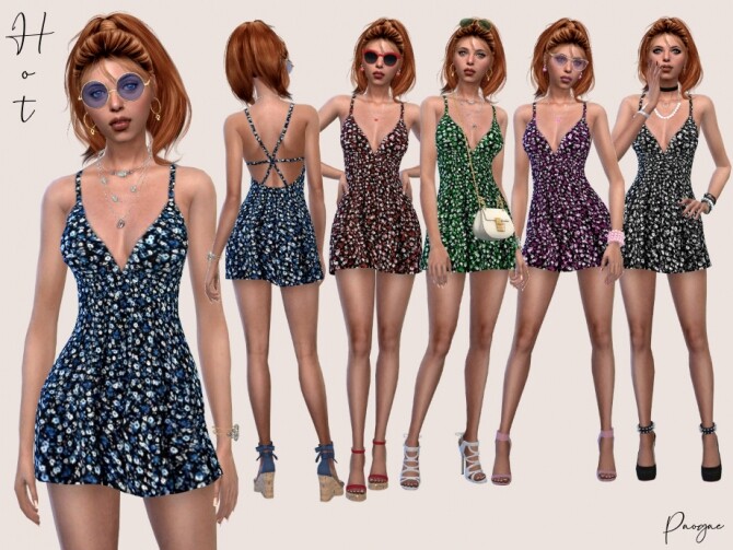 Sims 4 Short summer dress by Paogae at TSR