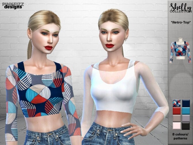 Sims 4 Shelly Retro Top PF109 by Pinkfizzzzz at TSR