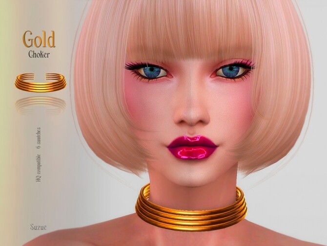 Sims 4 Gold Choker v2 by Suzue at TSR