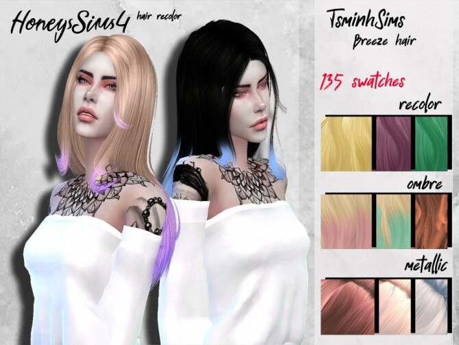 Sims 4 Female hair recolor TsminhSims Breeze by HoneysSims4 at TSR