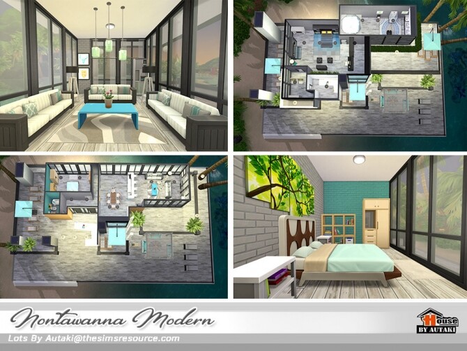 Sims 4 Nontawanna Modern House NoCC by autaki at TSR
