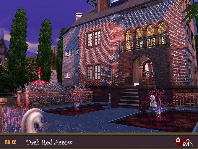Sims 4 Dark Red Arrow Home by evi at TSR