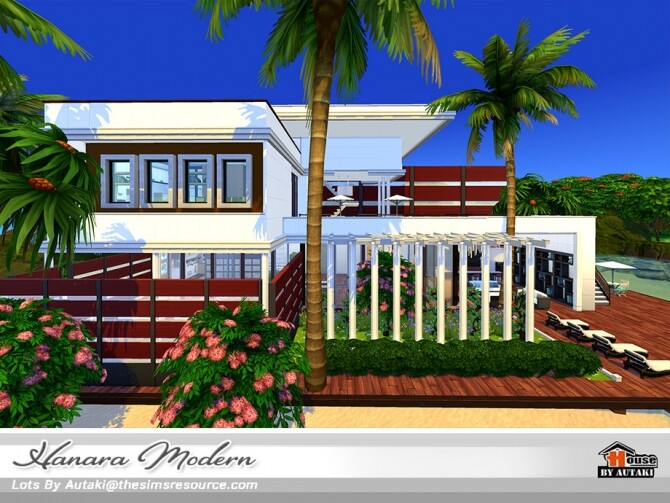 Sims 4 Hanara Modern House NoCC by autaki at TSR