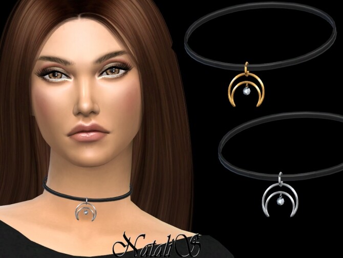 Sims 4 Crescent moon diamond choker by NataliS at TSR