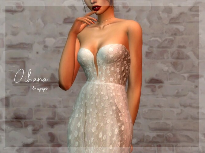 Sims 4 Oihana wedding dress by laupipi at TSR