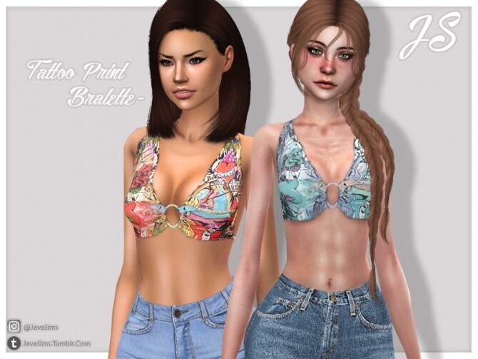 Sims 4 Tattoo Print Bralette by JavaSims at TSR