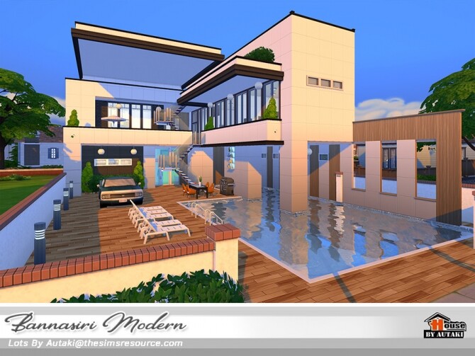 Sims 4 Bannasiri Modern House NoCC by autaki at TSR