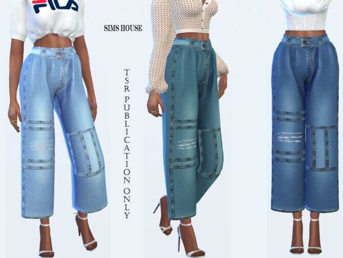 Sims 4 Womens wide jeans by Sims House at TSR