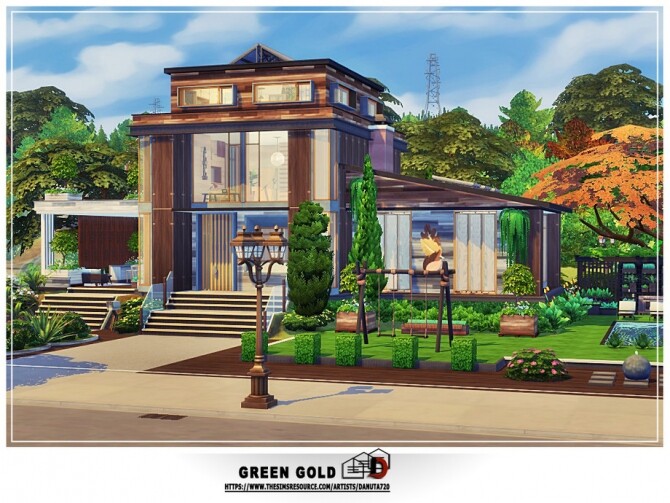 Sims 4 Green Gold house by Danuta720 at TSR