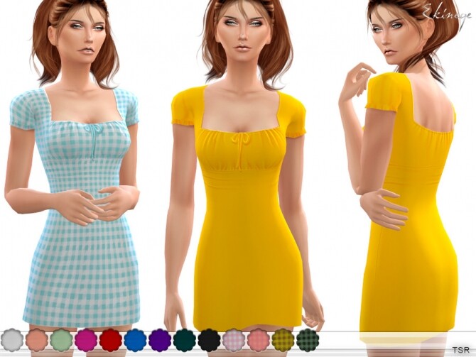 Sims 4 Self Tie Mini Dress by ekinege at TSR