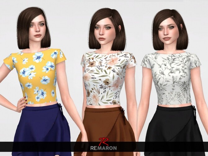 Sims 4 Flower Shirt for Women 01 by remaron at TSR