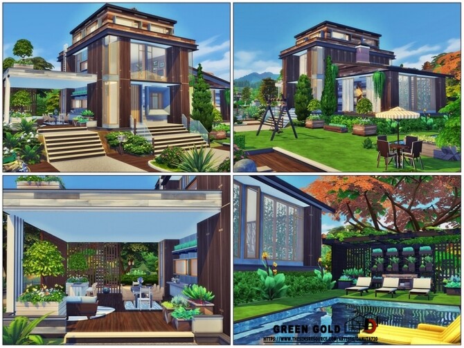Sims 4 Green Gold house by Danuta720 at TSR