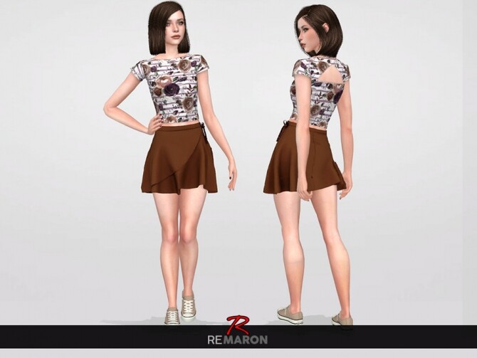 Sims 4 Flower Shirt for Women 01 by remaron at TSR