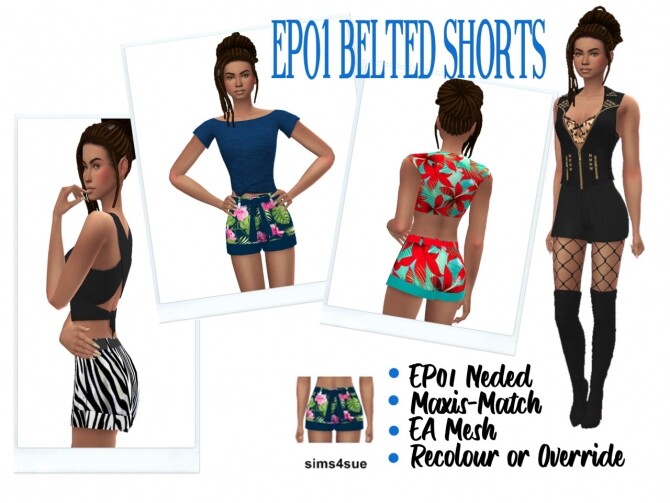 Sims 4 EP01 BELTED SHORTS at Sims4Sue