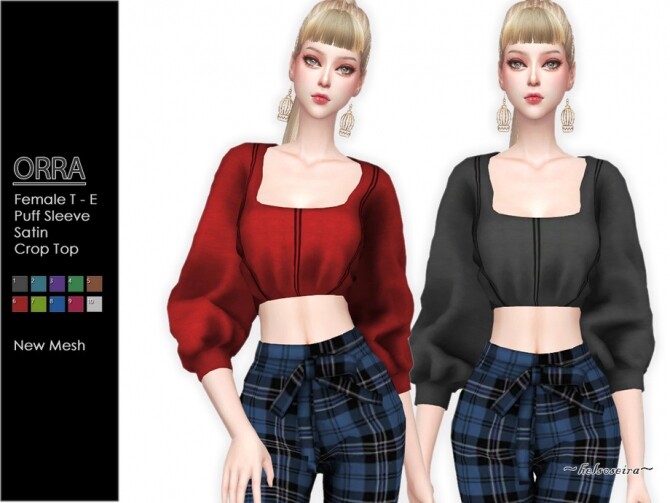 Sims 4 ORRA Puff Sleeve Blouse by Helsoseira at TSR