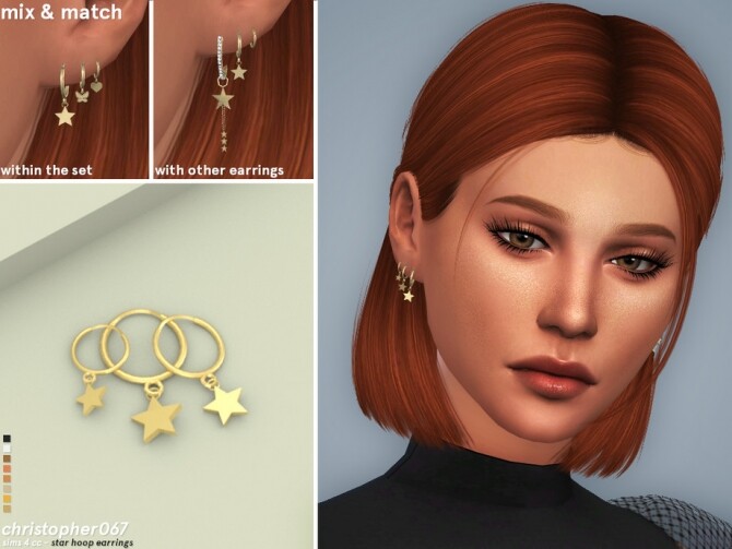 Sims 4 Star Hoop Earrings by Christopher067 at TSR
