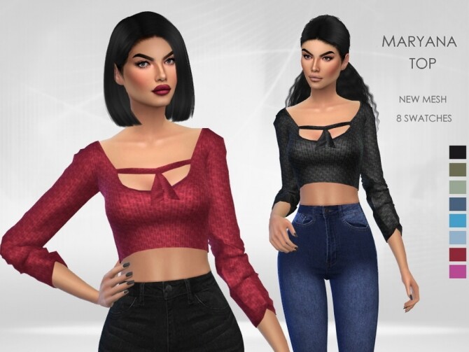 Sims 4 Maryana Top by Puresim at TSR