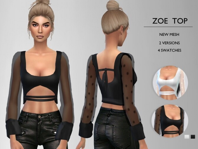 Sims 4 Zoe Transparent Top by Puresim at TSR
