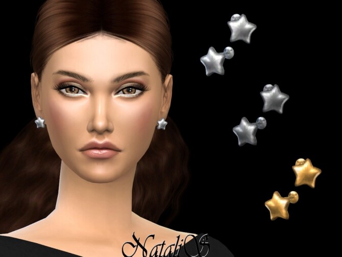 Sims 4 Flat star stud earrings by NataliS at TSR