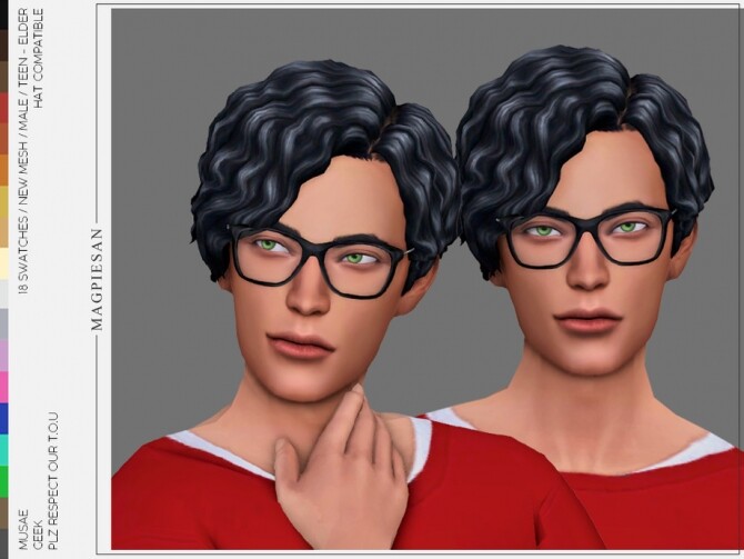 Sims 4 Geek Hair by magpiesan at TSR