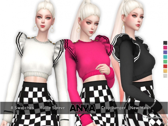 ANYA Ruffle Sleeve Jumper by Helsoseira at TSR » Sims 4 Updates