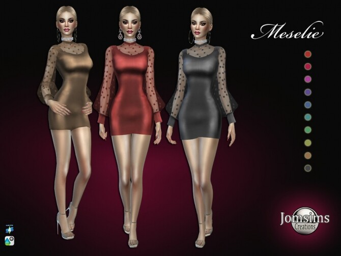 Sims 4 Meselie dress by  jomsims at TSR