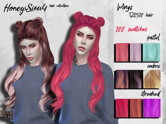 Sims 4 Female hair retexture Wings TZ0518 by HoneysSims4 at TSR