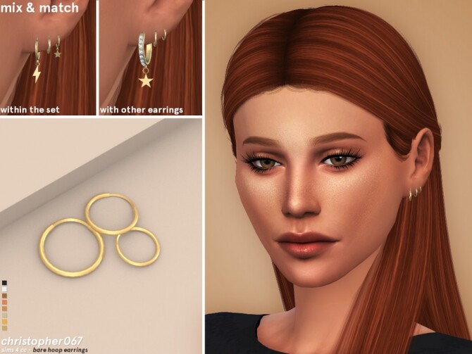Sims 4 Bare Hoop Earrings by Christopher067 at TSR