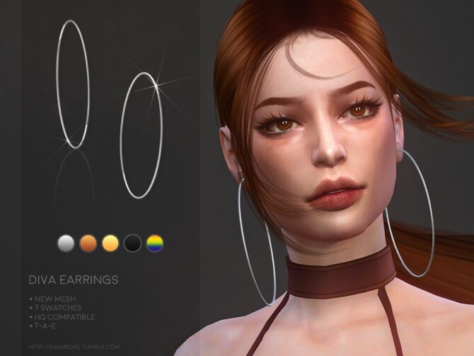 Sims 4 Diva earrings Pride Month 2020 by sugar owl at TSR