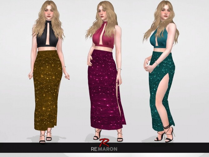 Sims 4 Party Long Skirt for Women by remaron at TSR