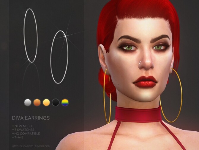 Sims 4 Diva earrings Pride Month 2020 by sugar owl at TSR