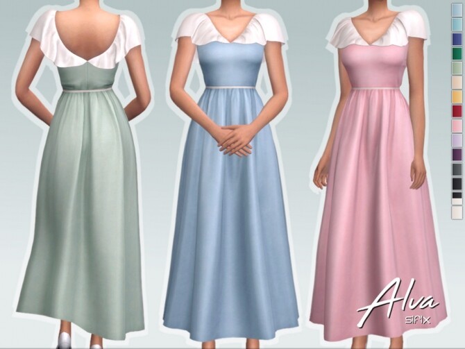 Sims 4 Alva Dress by Sifix at TSR