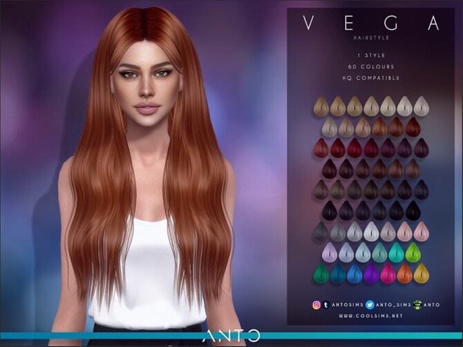 Sims 4 Vega Hair by Anto at TSR