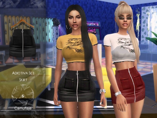 Sims 4 Adictiva Set Skirt by Camuflaje at TSR