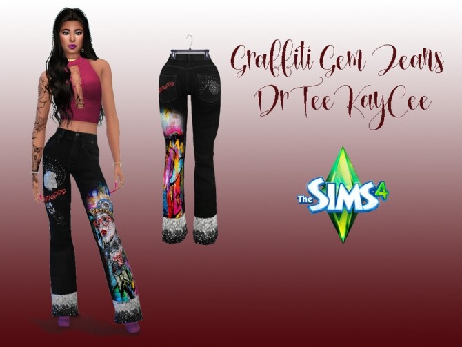 Sims 4 Graffiti Gems Jeans by drteekaycee at TSR